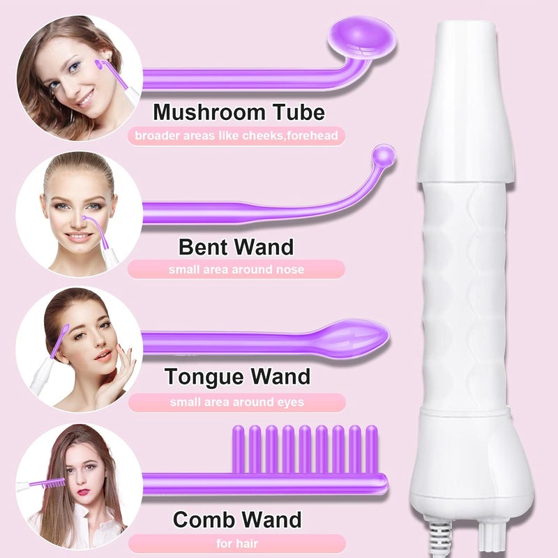 Yofuly High Frequency Wand with 4 Violet Beauty Stabs, Portable High Frequency Facial Machine, Professional Skin Tightening Machine for Facial Beauty, Face Device for Skin Care Home Salon Use - Image 2