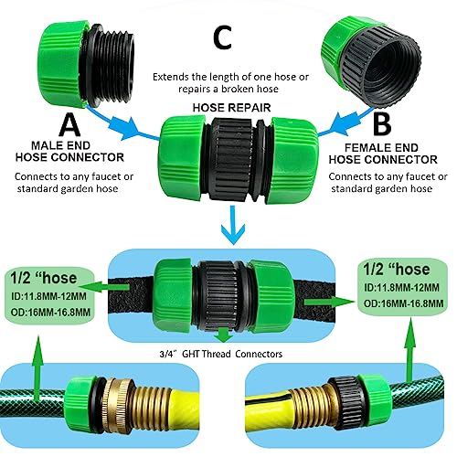 AMRITA Fittings for 12 Garden Soaker Hose FemaleMale ConnectorValvesStraight ConnectorsFittings - Image 3