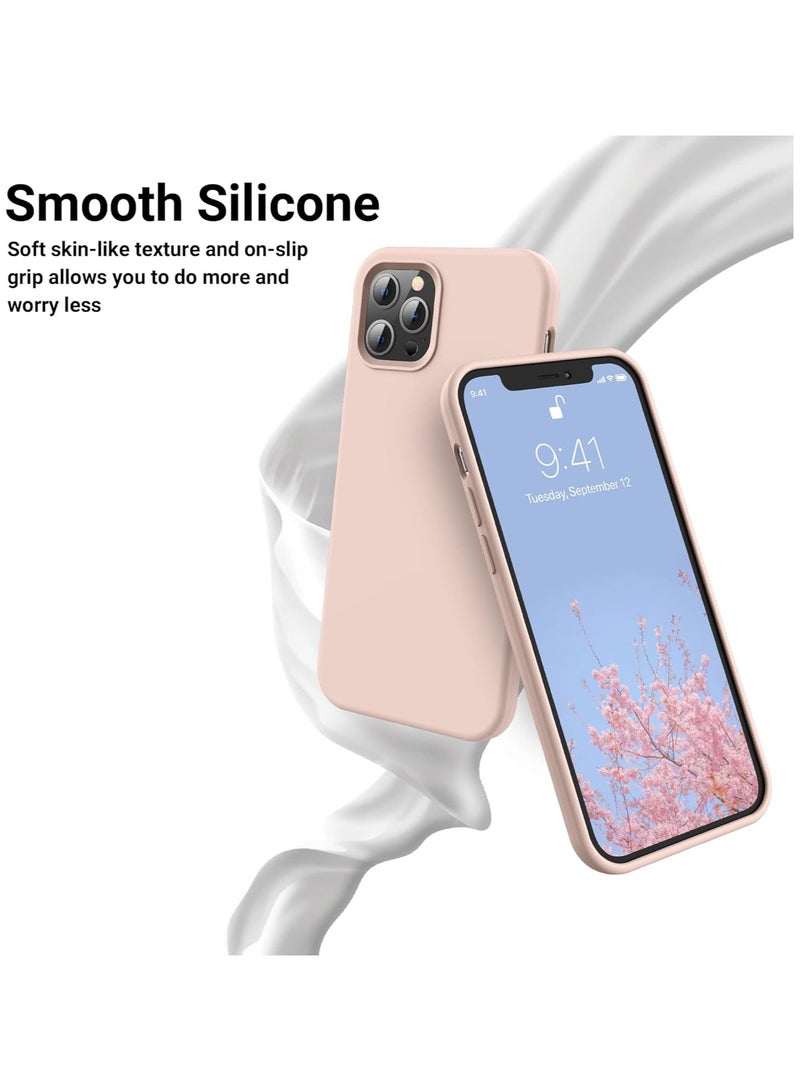 Compatible with iPhone 14 Pro Max Case 6.7 Inch Slim Liquid Silicone 4 Layers Soft Gel Rubber Shockproof Protective Phone Case with Anti Scratch Microfiber Lining (Pink Sand) - Image 3