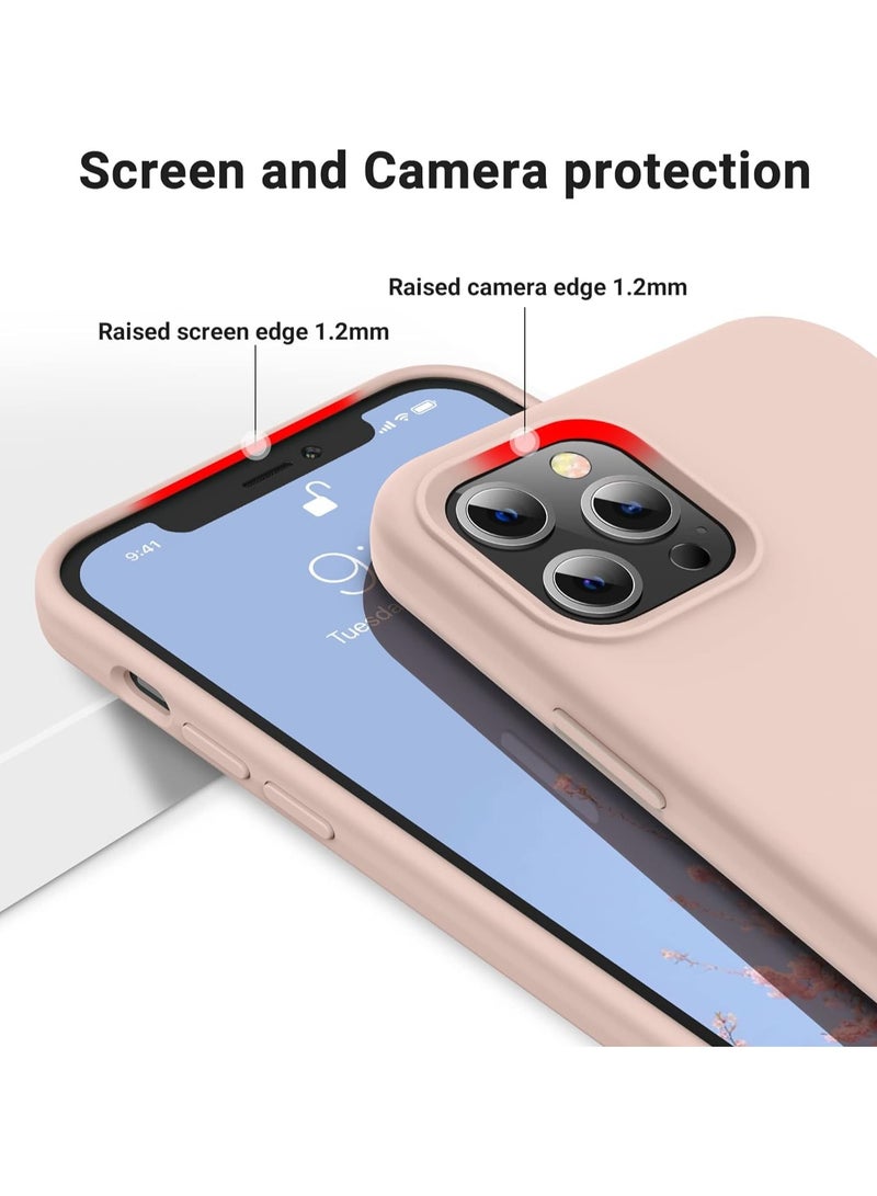 Compatible with iPhone 14 Pro Max Case 6.7 Inch Slim Liquid Silicone 4 Layers Soft Gel Rubber Shockproof Protective Phone Case with Anti Scratch Microfiber Lining (Pink Sand) - Image 4