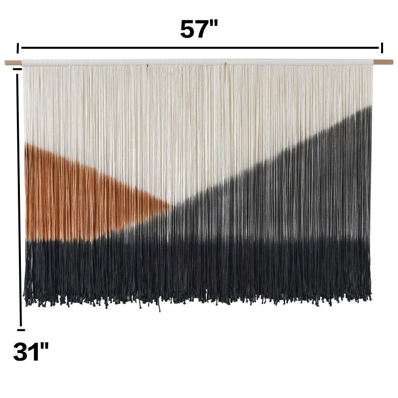Flber Macrame Wall Hanging Black Large Boho Wall Art Dip Dye for Living Room Bedroom Backdrop Home Decor Bohemian Fiber Yarn Art 57"Wx 35"L - Image 5