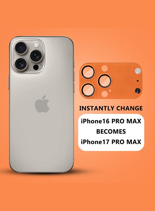 CATANES Camera Lens Protector for iPhone 15 Pro Max and 16 Pro Max - Imitates the Appearance of iPhone 17 Pro Max for a Stylish Upgrade - Cosmic Orange - Image 3