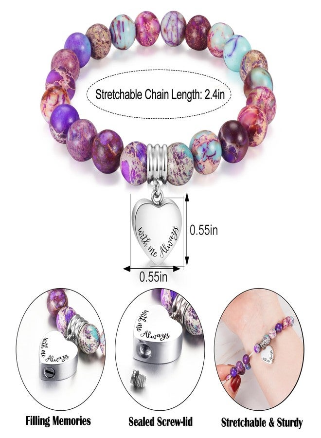 XIUDA Heart Cremation Memorial Urn Bracelet 316L Stainless Steel Keepsake Jewelry Urn Bracelet for Ashes for Women-With Me Always - Image 2