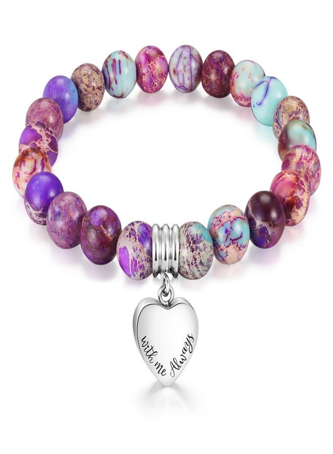 XIUDA Heart Cremation Memorial Urn Bracelet 316L Stainless Steel Keepsake Jewelry Urn Bracelet for Ashes for Women-With Me Always - Image 1