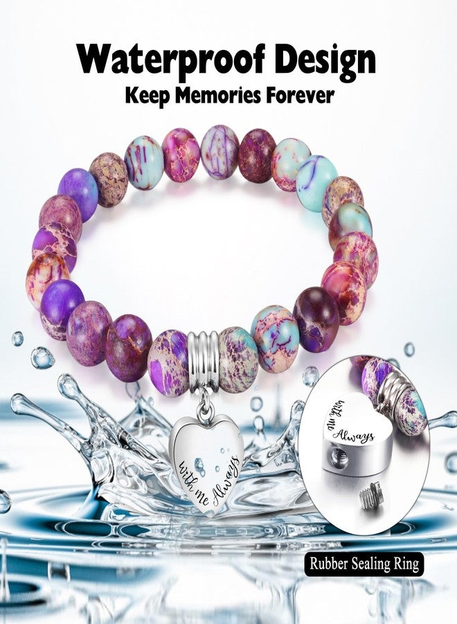 XIUDA Heart Cremation Memorial Urn Bracelet 316L Stainless Steel Keepsake Jewelry Urn Bracelet for Ashes for Women-With Me Always - Image 3