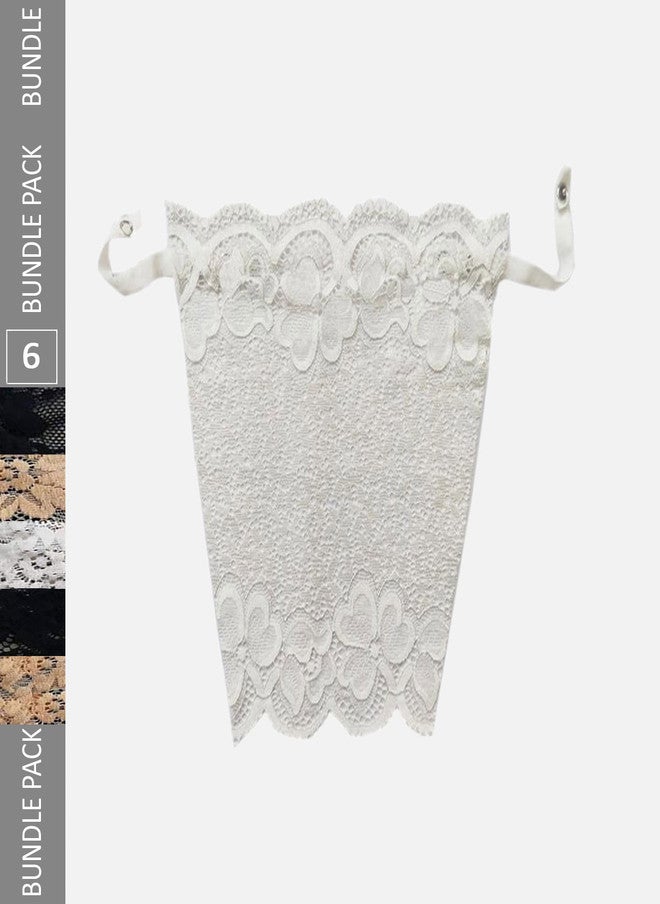 FIMS حزمة FIMS للنساء من 6 قطع من قماش الدانتيل لتغطية الصدر القابل للتثبيت - Image 1