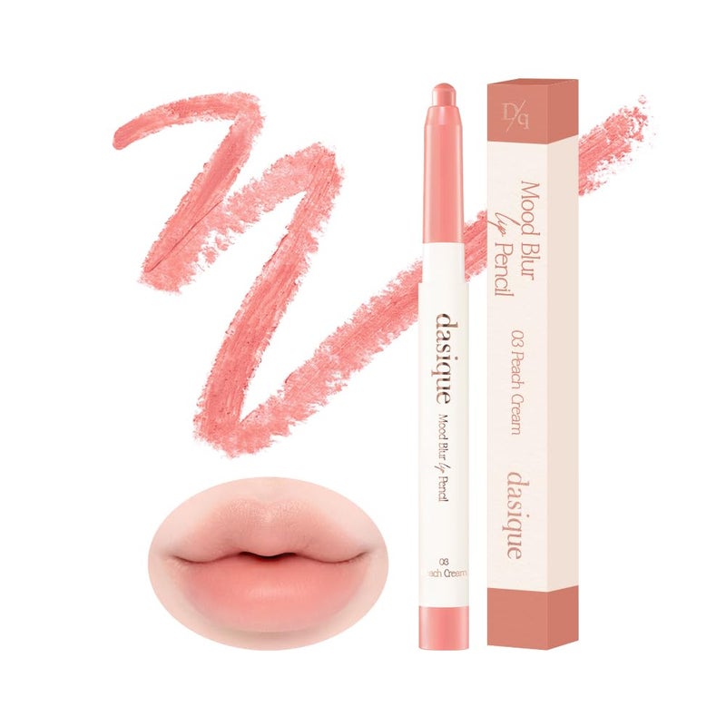 dasique Mood Blur Lip Pencil | A smooth creamy texture with hydration | Multipurpose for cheeks | Vegan (03 Peach Cream) - Image 1