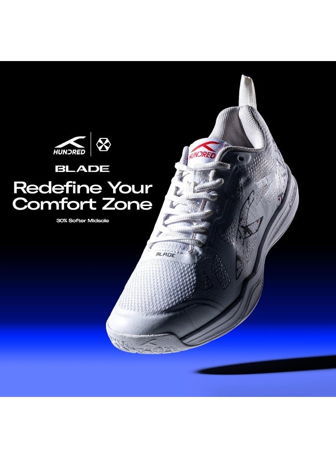 HUNDRED Blade Unisex-Adult Badminton Shoes (Non Marking) | Lightweight & Durable (White/Black, 12Uk) - Image 3