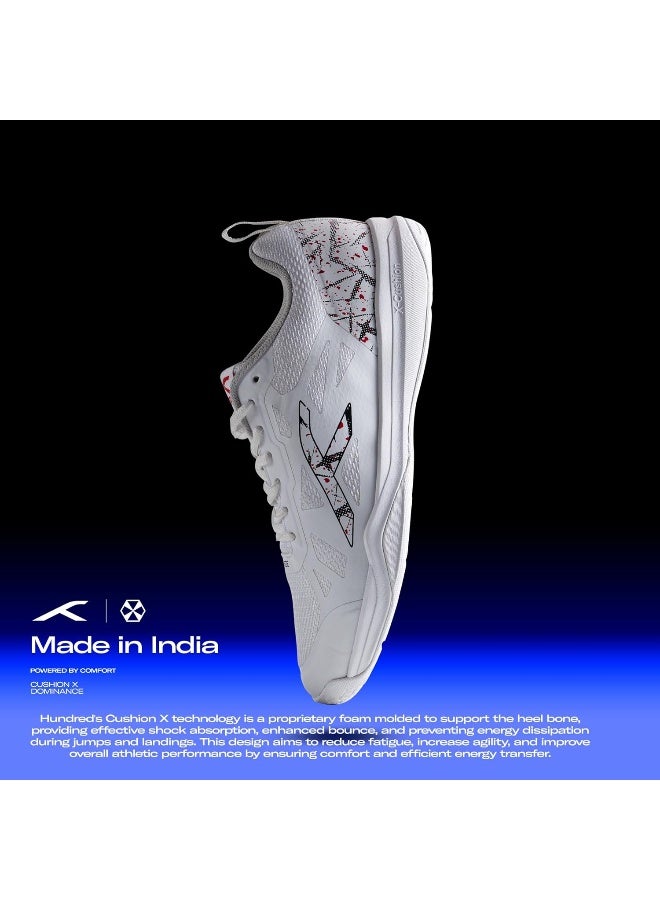 HUNDRED Blade Unisex-Adult Badminton Shoes (Non Marking) | Lightweight & Durable (White/Black, 12Uk) - Image 2