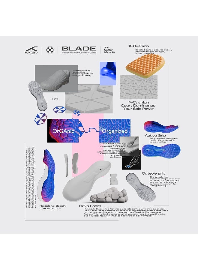 HUNDRED Blade Unisex-Adult Badminton Shoes (Non Marking) | Lightweight & Durable (White/Black, 12Uk) - Image 4