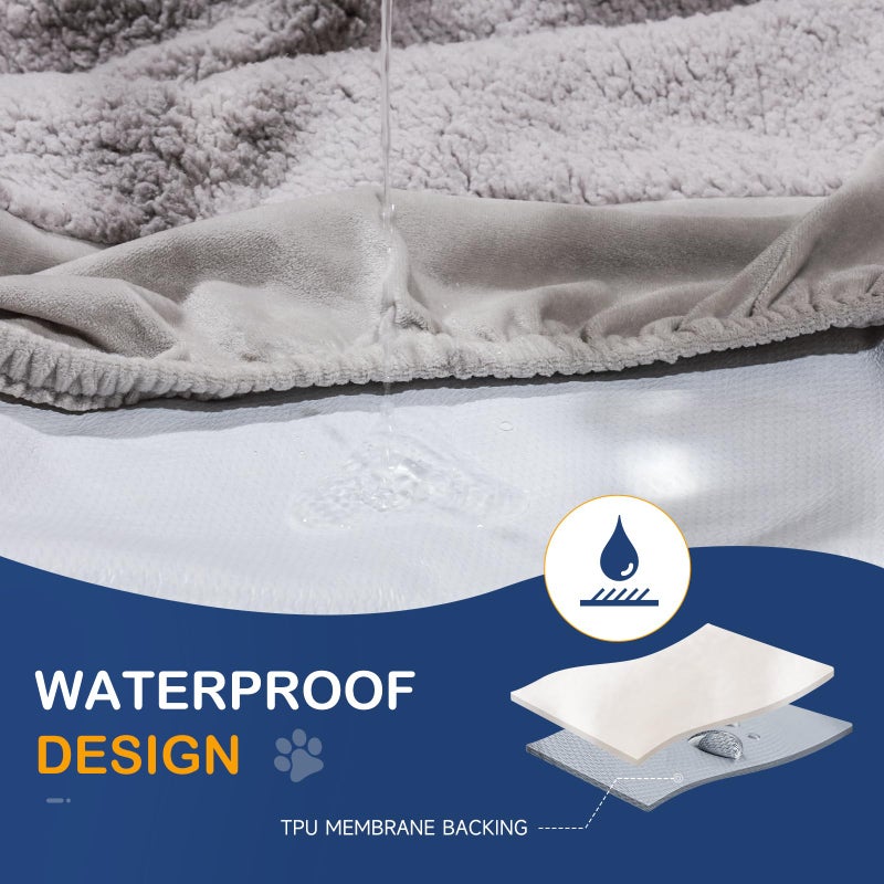 Sunsleek Dog Bed Covers Replacement Washable, Waterproof Dog Sofa Cover Ultra Soft Plush, Quilted, Pet Bed Cover for Cat, Cover Only (Grey, 35.0" L x 23.0" W x 6.5" Th) - Image 3