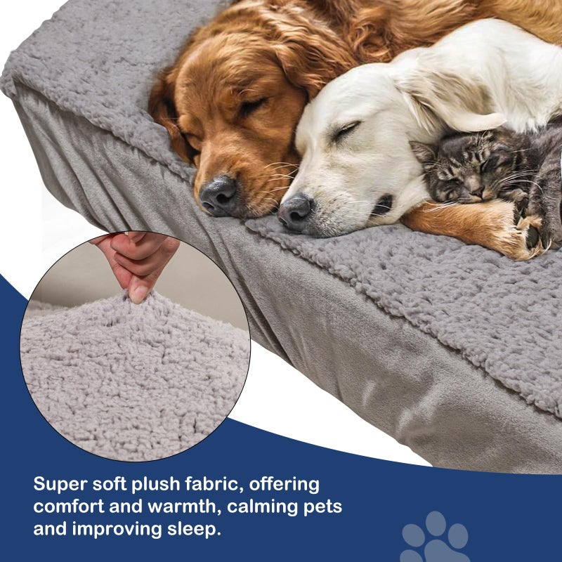 Sunsleek Dog Bed Covers Replacement Washable, Waterproof Dog Sofa Cover Ultra Soft Plush, Quilted, Pet Bed Cover for Cat, Cover Only (Grey, 35.0" L x 23.0" W x 6.5" Th) - Image 2