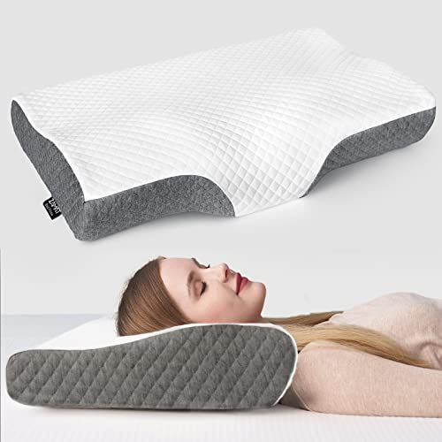 ZAMAT Memory Foam Pillow for Neck Pain Relief, Adjustable Ergonomic Cervical Pillow for Sleeping, Orthopedic Neck Pillow with Washable Cover, Bed Pillows for Side, Back, Stomach Sleepers - Image 1