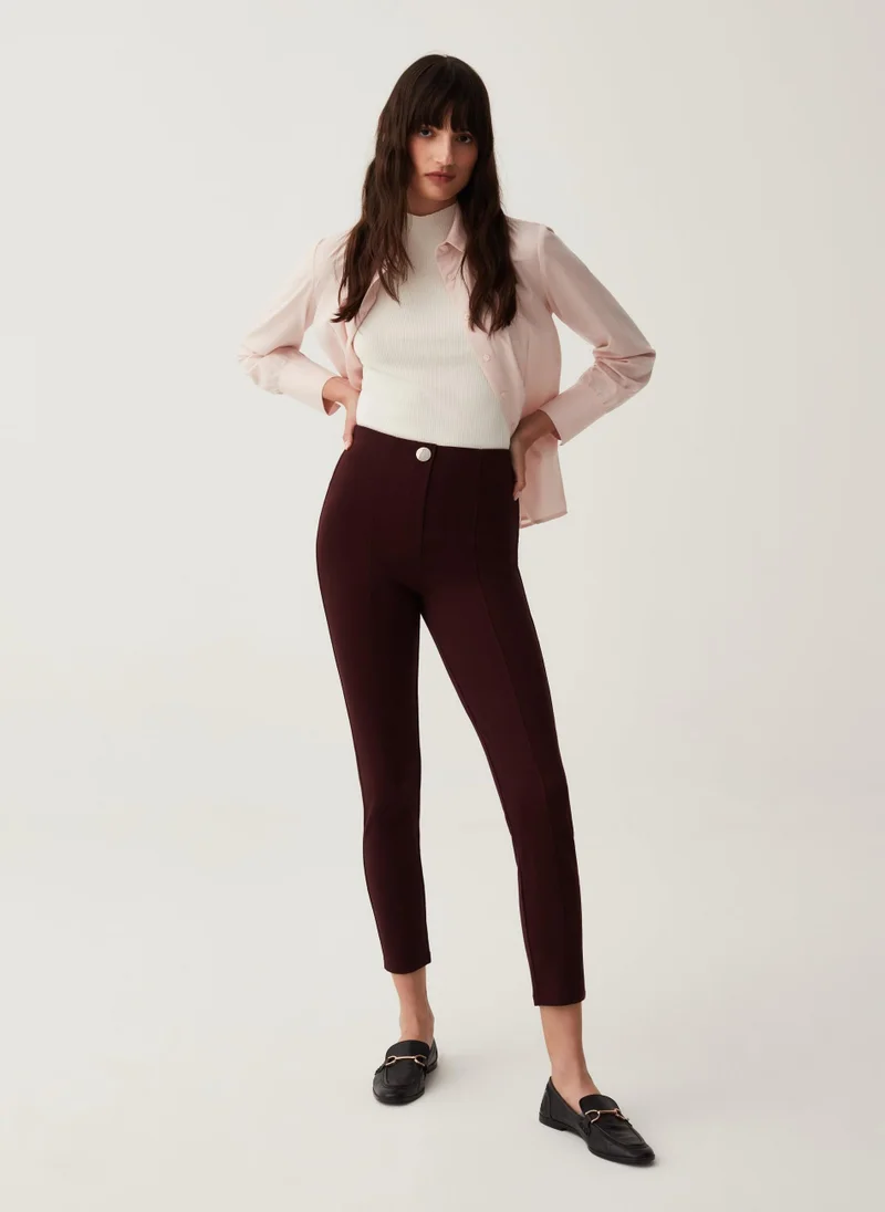 او في اس Stretch leggings with button