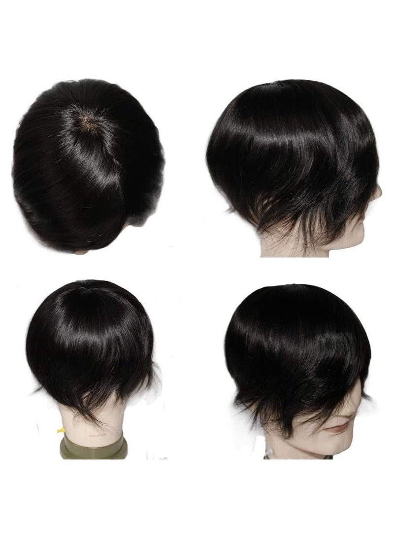 إستيل شعر مستعار Estelle للرجال هيربيسي مونو دانتيل أنظمة شعر مستعار رجالي مقاس 6x8 بوصة اللون 1B شعر مستعار سوبر متين من الدانتيل وحدات الرجال - Image 2