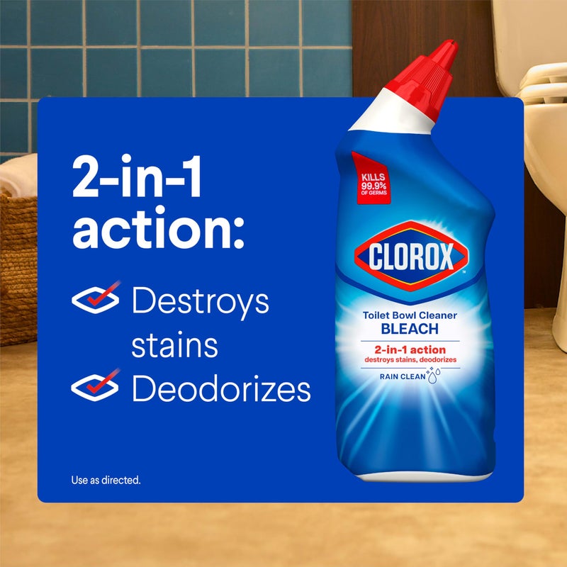 Clorox Toilet Bowl Cleaner Bleach, Rain Clean, 24 Fluid Ounces, Pack of 2 (Package May Vary) - Image 2
