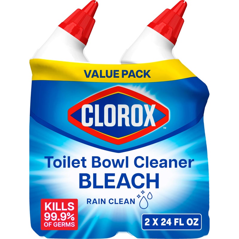 Clorox Toilet Bowl Cleaner Bleach, Rain Clean, 24 Fluid Ounces, Pack of 2 (Package May Vary) - Image 1