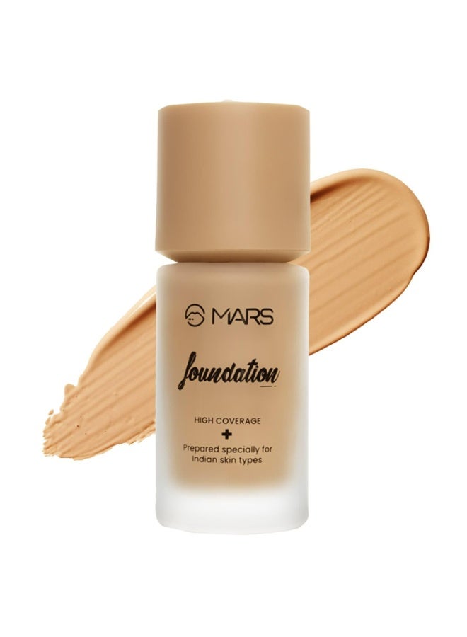 MARS SPF50 PA++++ High Coverage Liquid Foundation | Blemish Free & Blendable Foundation for Makeup (40ml) (SHADE-5.5) - Image 1