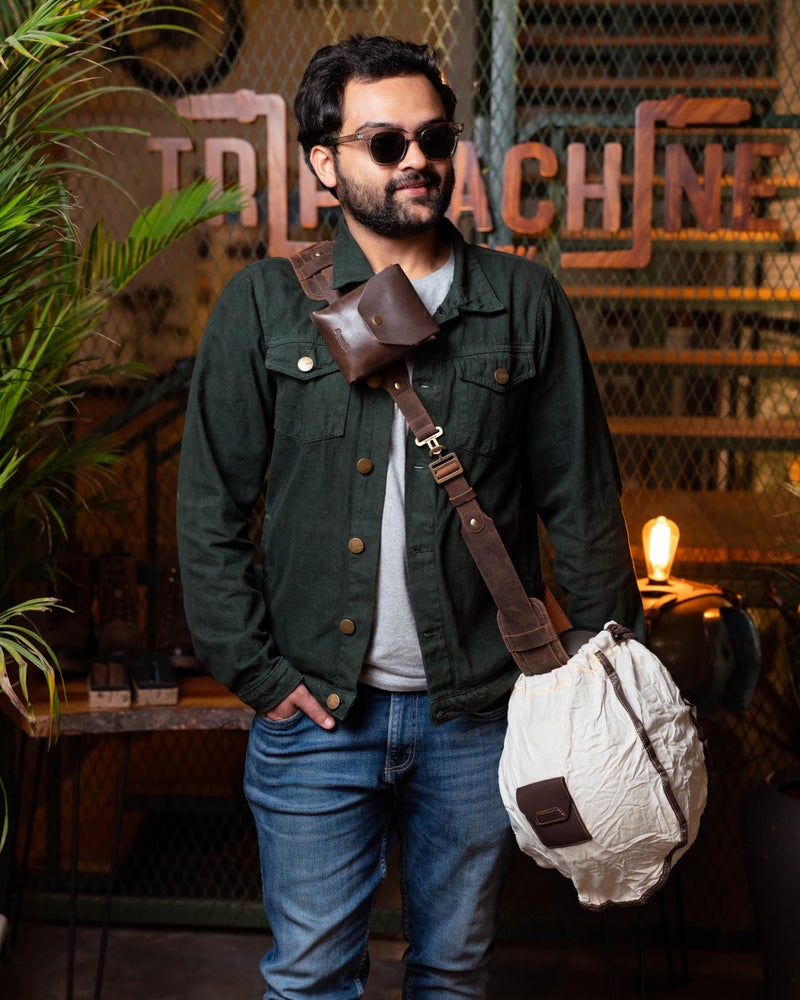Trip Machine Company Helmet Harness – Genuine Leather Motorcycle Helmet Carrier Strap | Heavy Duty Tactical Buckle | Helmet Holder | Padded Shoulder Straps | Helmet Accessories Mocha - Image 4
