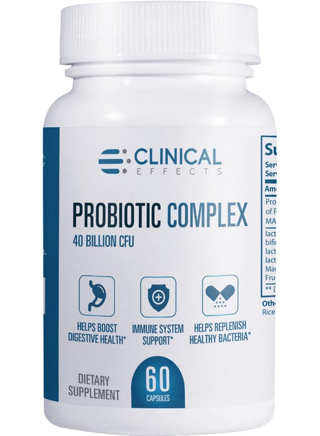 Clinical Effects Probiotic Complex - Gut Health Probiotics for Women and Men - 6 Key Organic Probiotic Strains to Support Digestion and Overall Health - 60 Veggie Probiotic Capsules - Made in The USA - Image 1