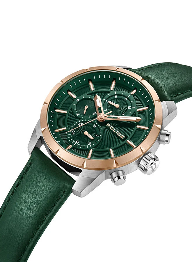 بوليس Mens Neist Leather Strap Chronograph Wrist WatchPEWJF2227103 45mm Green