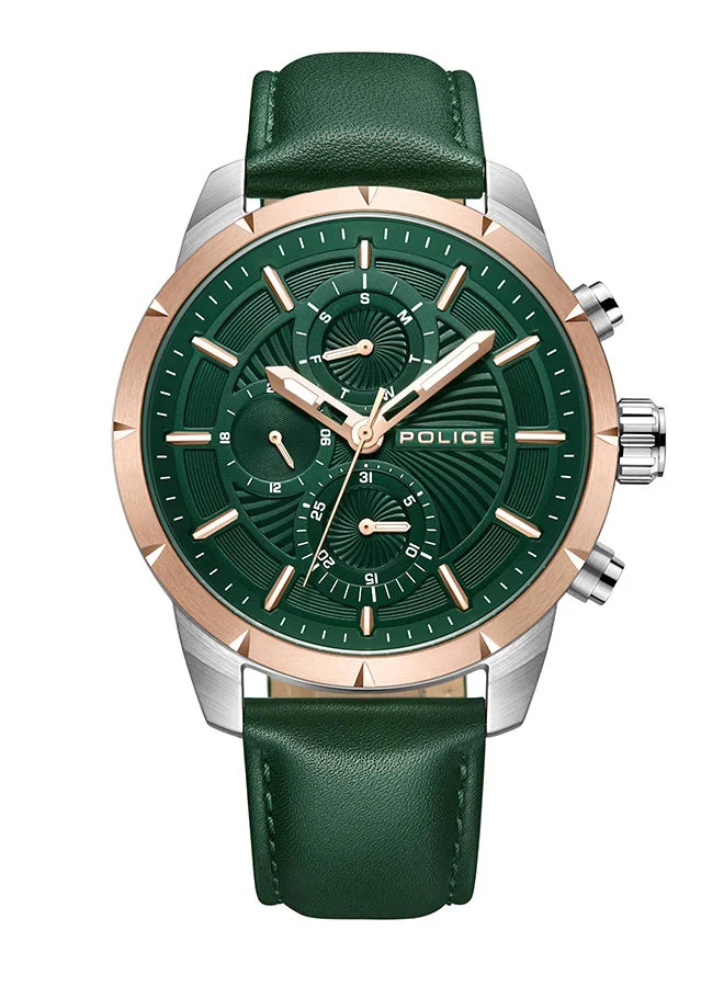 بوليس Mens Neist Leather Strap Chronograph Wrist WatchPEWJF2227103 45mm Green