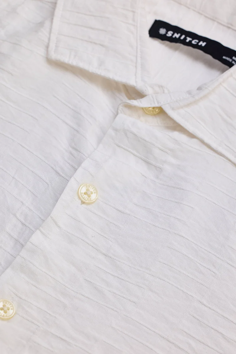 SNITCH White Slim Fit Self-Design Shirt