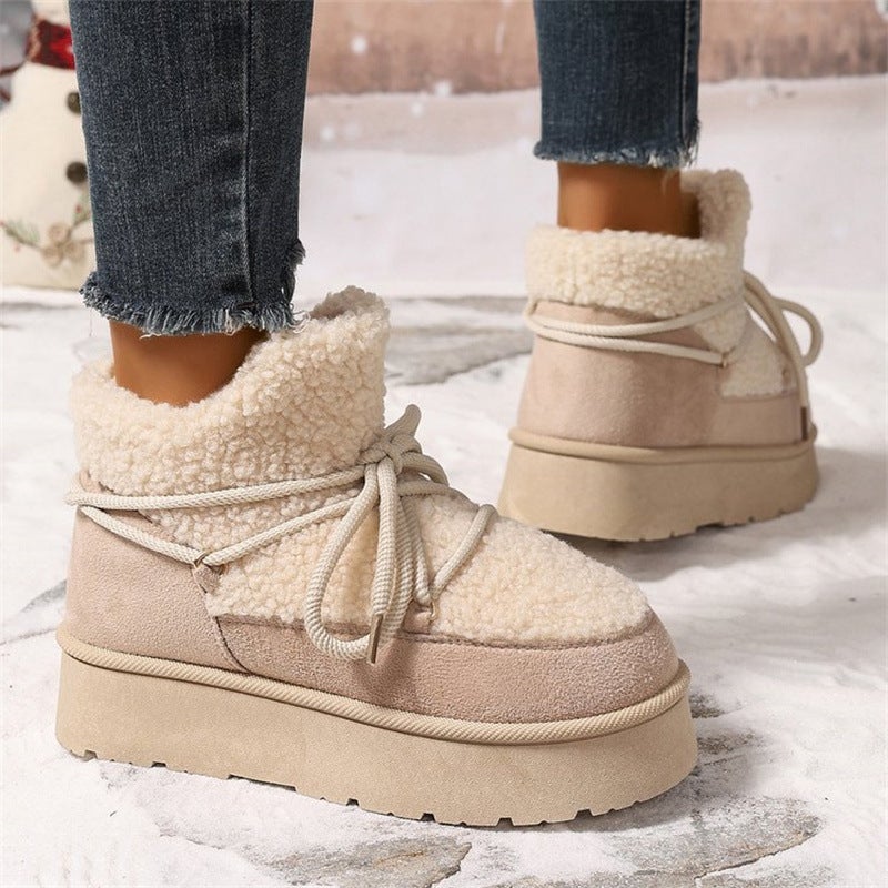 Thick-Soled Cross-Strap 2025 Autumn and Winter New Fashion Plush-Lined Thickened Warm Short Slip-On Elastic Snow Boots - Image 5