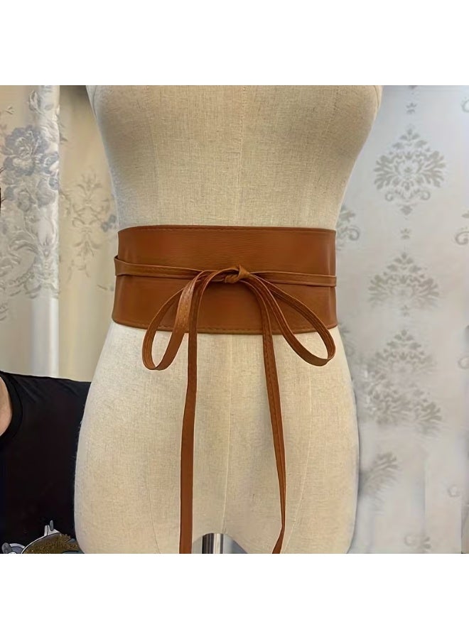 Goolsky 1pc Women'S Fashion Waist Belt, Wide Belt with Bowknot, Versatile Accessory for Dresses, Tops, Coats, Business & Casual Style, Non-Textile Material, No Feathers, for Daily, Weekend, Party, Night Out - Average Size - Image 2