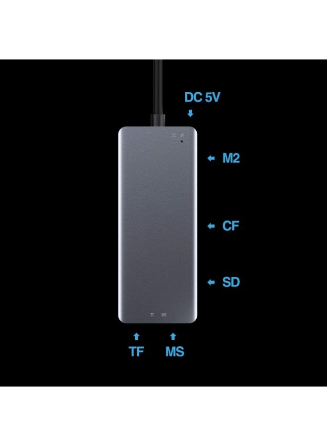 CF Card Reader,USB 3.0 to Compact Flash Memory Card Reader Adapter 5Gbps Read 5 Cards Simultaneously for SDXC, SDHC, SD, Micro SDXC, Micro SD, Micro SDHC, M2, MS, CF and UHS-I Card (Grey) - Image 2