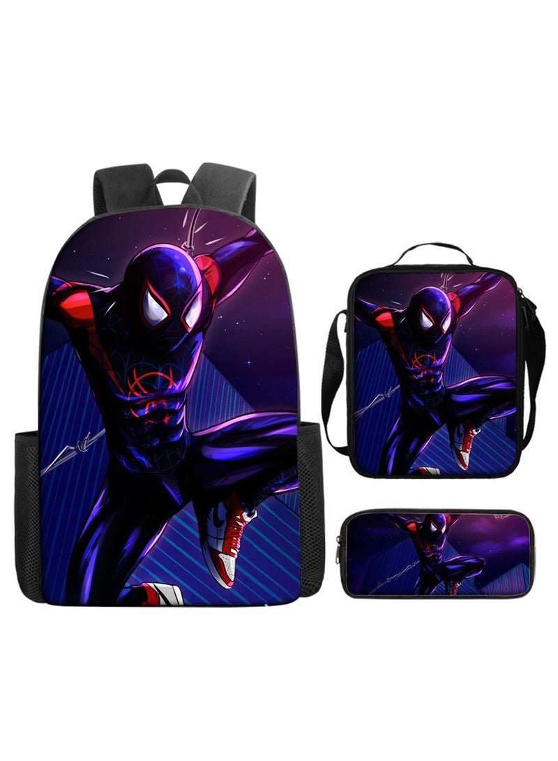 Naruto Spiderman Hero Cartoon Backpack Three-Piece Set 29*42*16cm