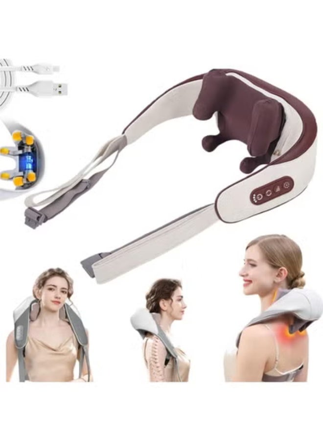 جهاز تدليك الرقبة والأكتاف مع خاصية التدفئة الحرارية ومدلك شياتسو 5D لتدليك الأنسجة العميقة وتخفيف آلام الظهر وتشنج العضلات للجسم - Image 1