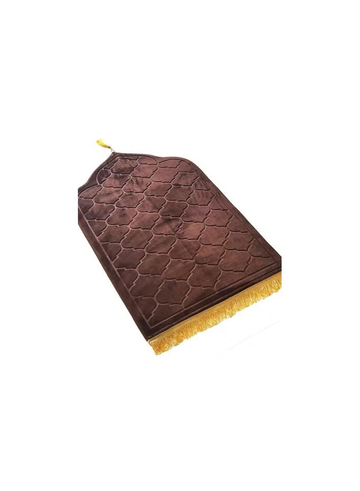 KHAJUL Brown Muslim Prayer Mat for Kids, Men, And Women Gift for Eid and Ramadan (115*65cm) - Image 3