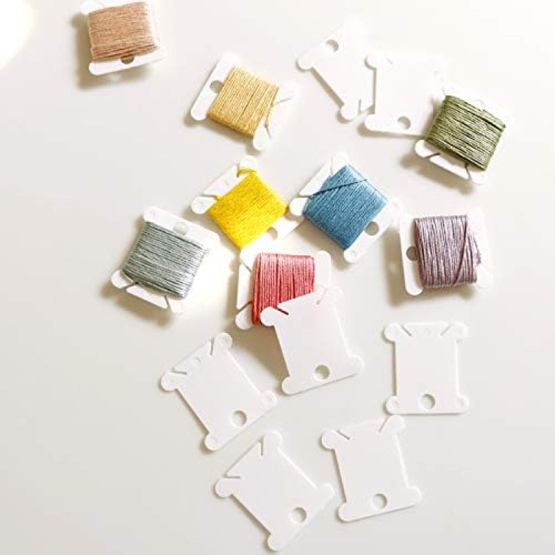 Embroidery Thread Cards: 1.57 X 1.45 Inch White Eco-friendly PET - Sturdy Dual Thread Clips Thread Storage Boards for Embroidery Thread Organization, DIY Craft Projects - Image 2