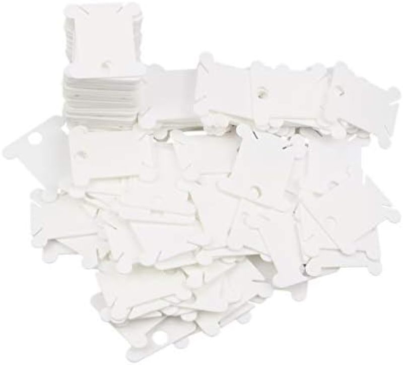 Embroidery Thread Cards: 1.57 X 1.45 Inch White Eco-friendly PET - Sturdy Dual Thread Clips Thread Storage Boards for Embroidery Thread Organization, DIY Craft Projects - Image 1