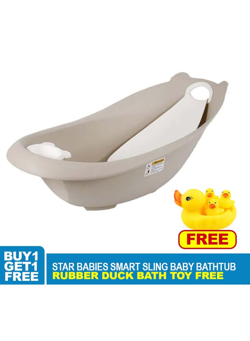 STAR BABiES Smart Sling 3-Stage Tub - Coffee With Free Rubber Duck Toy Pack Of 4 Yellow - Image 2