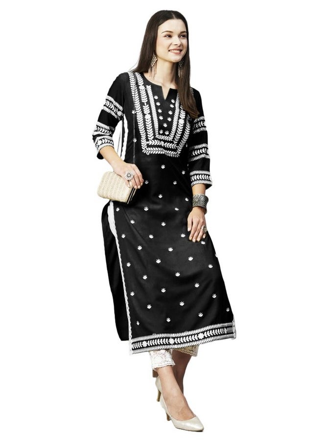 آني ديزاينر - كورتا مستقيمة مطرزة من ANNI DESIGNER للنساء من مزيج القطن (Stho-Black_L_Black_Large) - Image 1