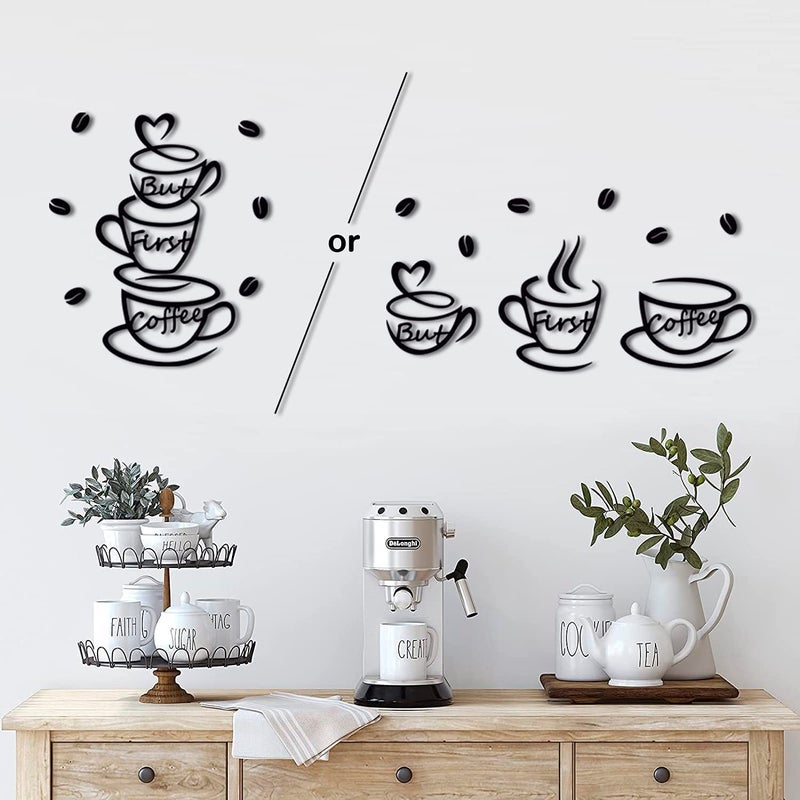 4eN But First Coffee Wall Sign â€“ Modern MDF Wooden Wall Decor for Kitchen & Coffee Bar â€“ Stylish Cafe & Coffee Corner Decoration-11 Pieces - Image 2