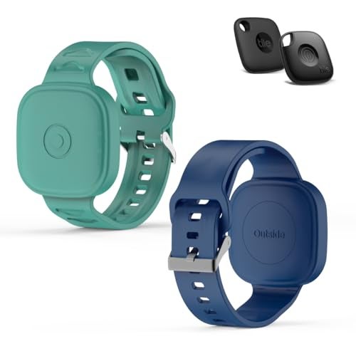 FGERWZ (2Pack) Silicone Bracelet for Tile Mate (2022/2024), Waterproof Protective Case for Tile Life360 Mate Tracker Hidden Tile Mate Holder for Child/Teen/Elderly (Dark Blue + Green) - Image 1