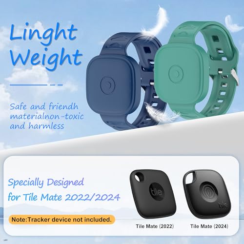FGERWZ (2Pack) Silicone Bracelet for Tile Mate (2022/2024), Waterproof Protective Case for Tile Life360 Mate Tracker Hidden Tile Mate Holder for Child/Teen/Elderly (Dark Blue + Green) - Image 2