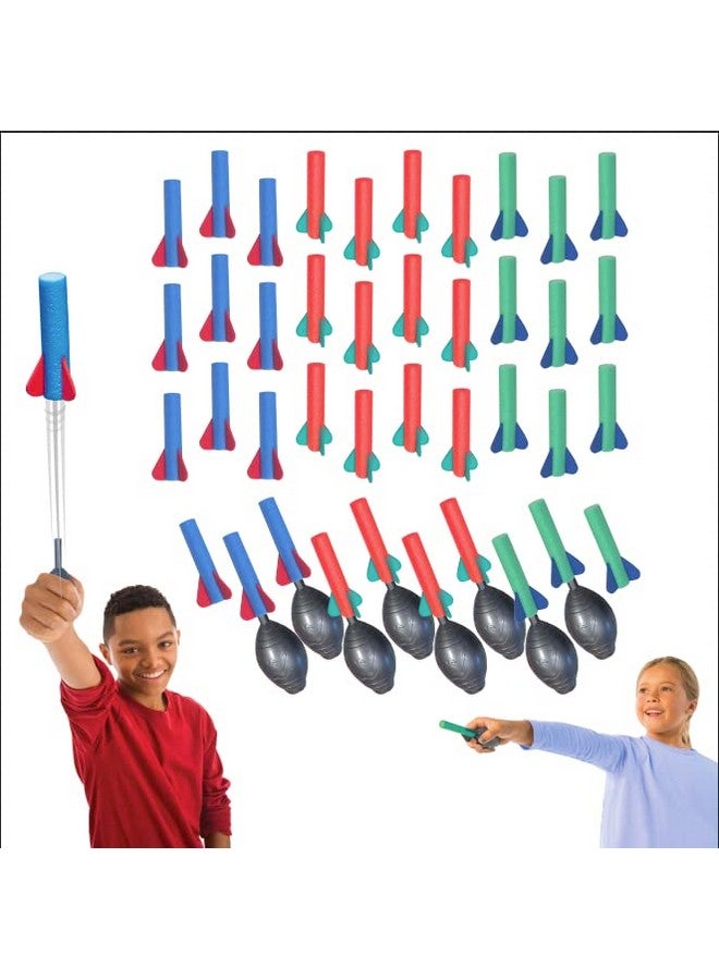 Stomp Rocket Squeeze Rocket 8 Player Party Pack - Includes 8 Launchers, 40 Soft Foam Rockets - Rocket Launcher STEM Gift - Ages 4 & Up - Fun Backyard & Outdoor Kids Toys Gifts for Boys & Girls - Image 1