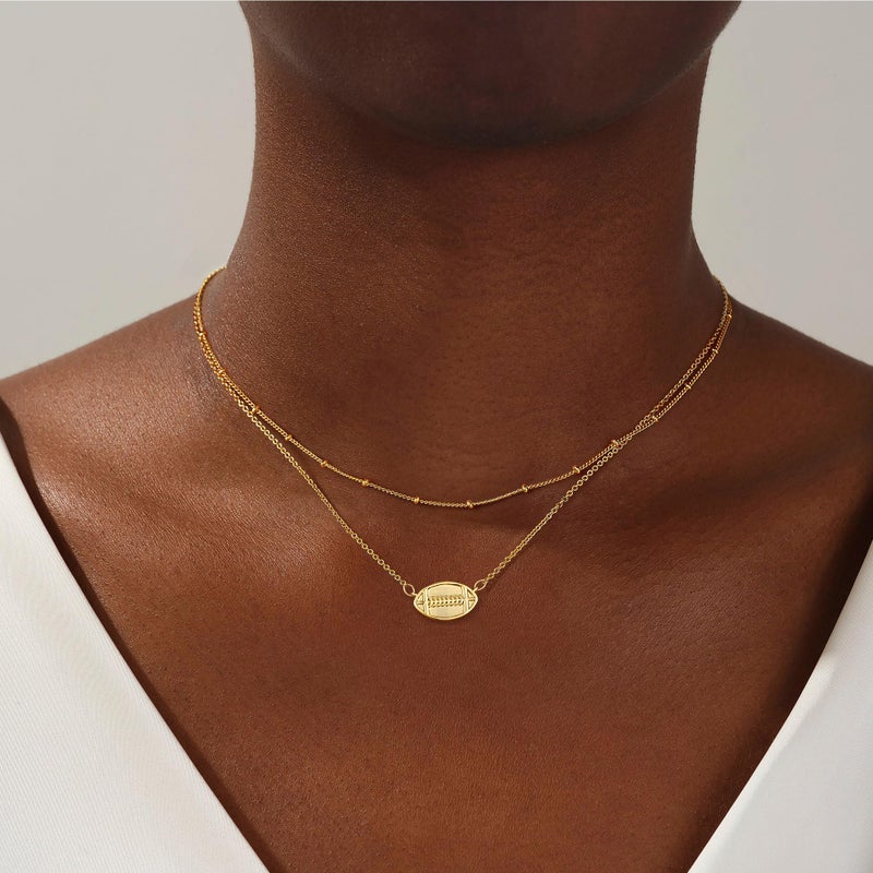 Ascona Dainty Gold Softball/Soccer/Volleyball/Basketball/Football Necklace for WomenTrendy, 14K Gold Plated Charm Necklaces with Heart Cute Sports Accessories Jewelry Valentine's Day Gift for Teenage Lovers Friend 16+3 Inches - Image 4