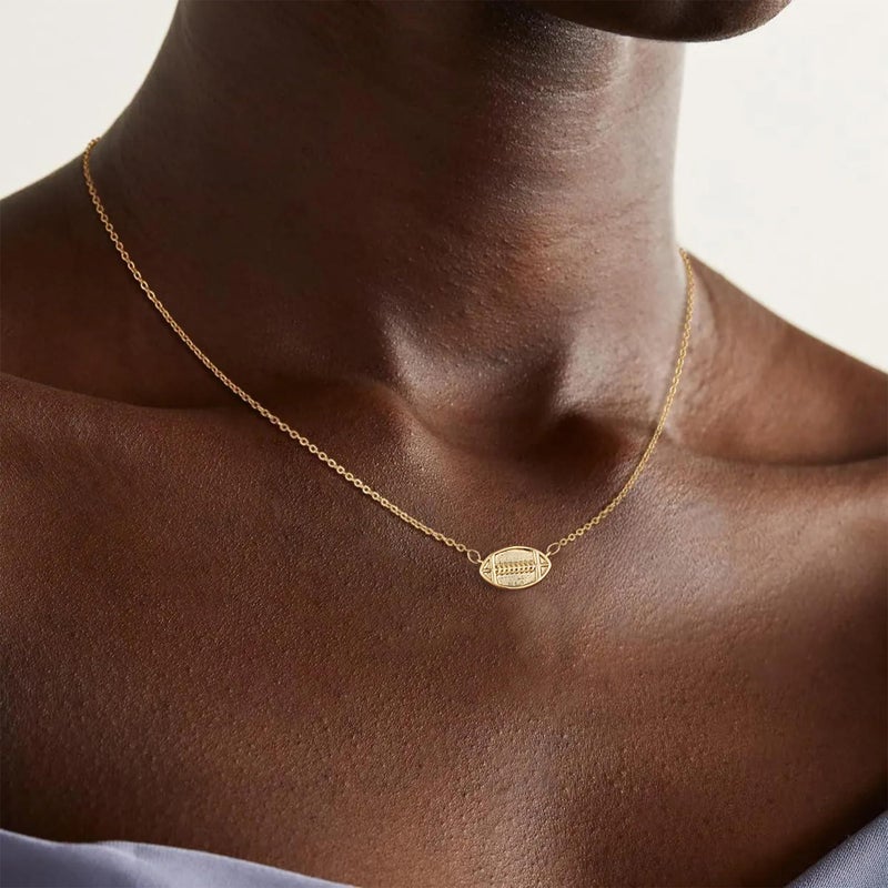 Ascona Dainty Gold Softball/Soccer/Volleyball/Basketball/Football Necklace for WomenTrendy, 14K Gold Plated Charm Necklaces with Heart Cute Sports Accessories Jewelry Valentine's Day Gift for Teenage Lovers Friend 16+3 Inches - Image 5