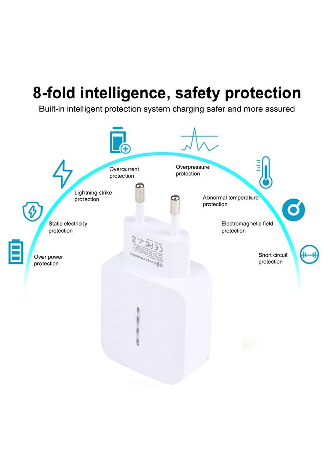 بيوينتي LZ-822A+C PD 20W USB-C / Type-C + QC 3.0 USB Fast Travel Charger, EU Plug - Image 3