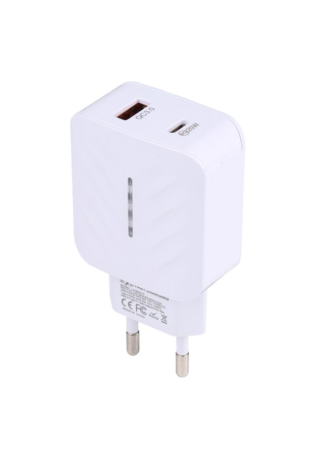 بيوينتي LZ-822A+C PD 20W USB-C / Type-C + QC 3.0 USB Fast Travel Charger, EU Plug - Image 2