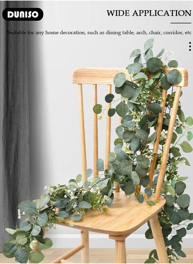 DUNISO - Artificial Greenery Garland with Flowers, Leaf Eucalyptus Garland Hanging for Wedding Home Party Craft Art Table Runner Backdrop Indoor Outdoor Decor - Image 1