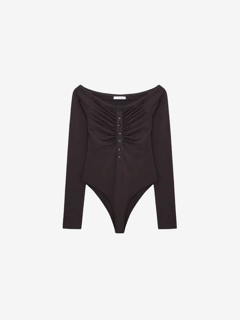 ديلفين DILVIN Slim-fit Boat Neck Bodysuit Blouse