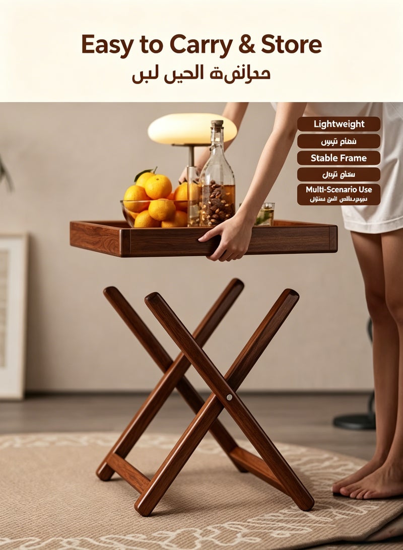 Monda Folding Small Table Outdoor Picnic Portable Coffee Table Solid Wood Home Living Room Mini Side Table - Image 3