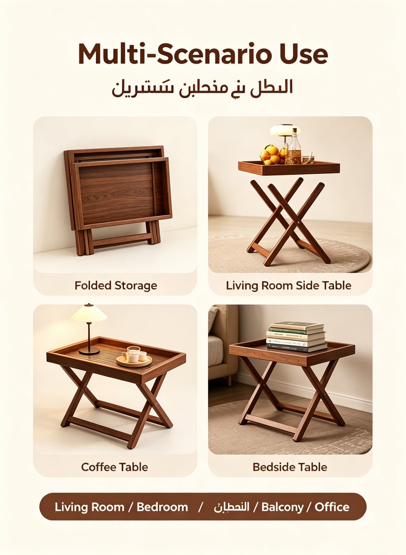 Monda Folding Small Table Outdoor Picnic Portable Coffee Table Solid Wood Home Living Room Mini Side Table - Image 4