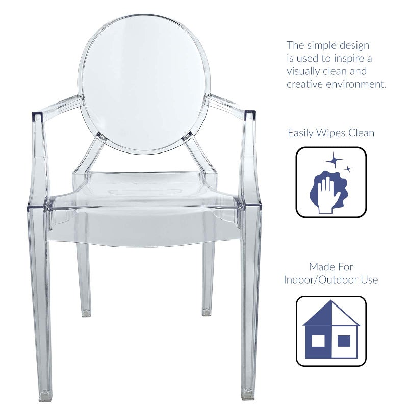 Modway Casper Modern Acrylic Stacking Kitchen and Dining Room Arm Chair in Clear - Fully Assembled - Image 5
